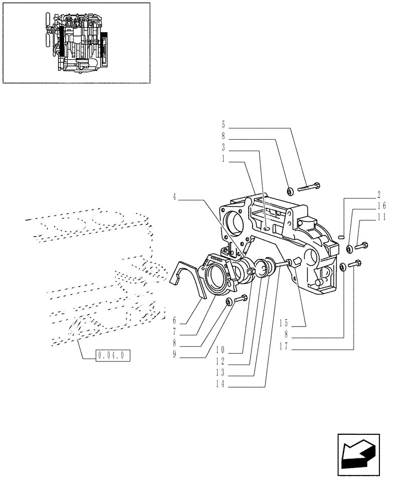 Схема запчастей Case IH JX95 - (0.04.3/02[02]) - VAR - 747, 391102 - TTF ENGINE TIER 2 - COVERS & GASKETS (01) - ENGINE