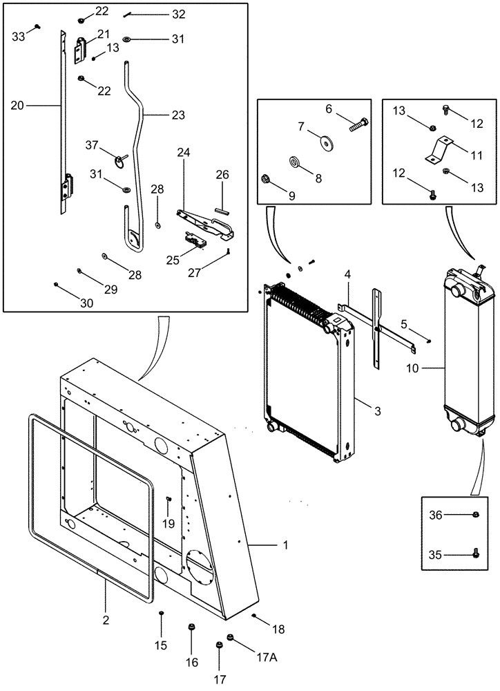 Схема запчастей Case IH 2388 - (02-04) - COOLER BOX ASSY (01) - ENGINE