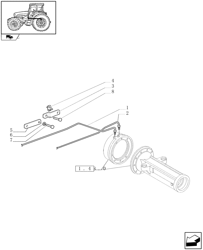 Схема запчастей Case IH FARMALL 85U - (1.68.5) - BRAKE PIPING (05) - REAR AXLE