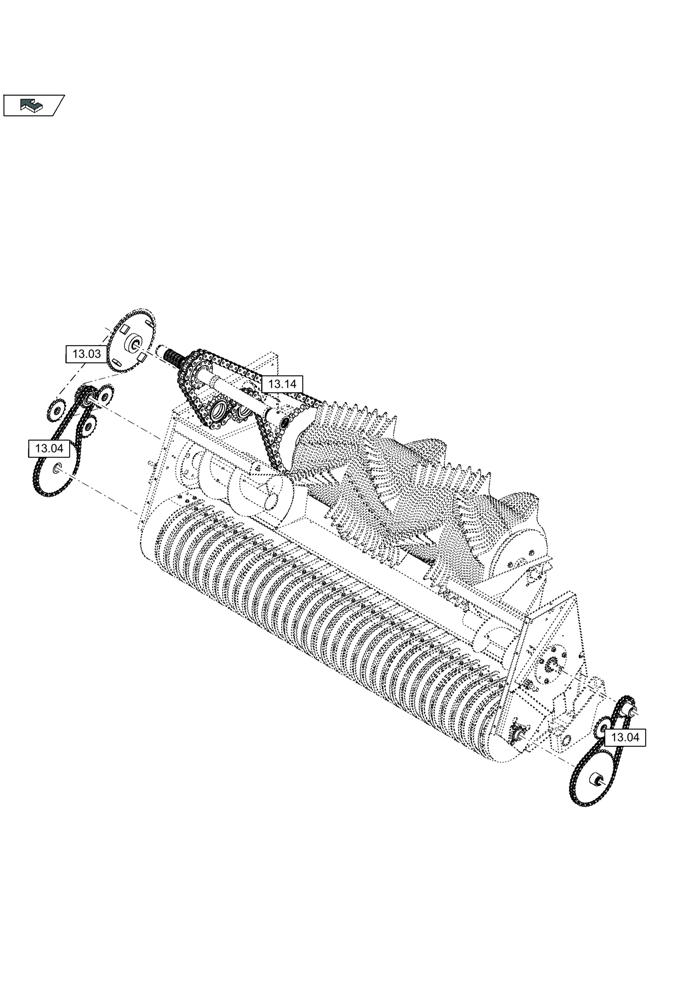 Схема запчастей Case IH LB433R - (00.039B[01]) - PICTORIAL OVERVIEW 2/2 - CHAINS OF ROTORS (00) - GENERAL