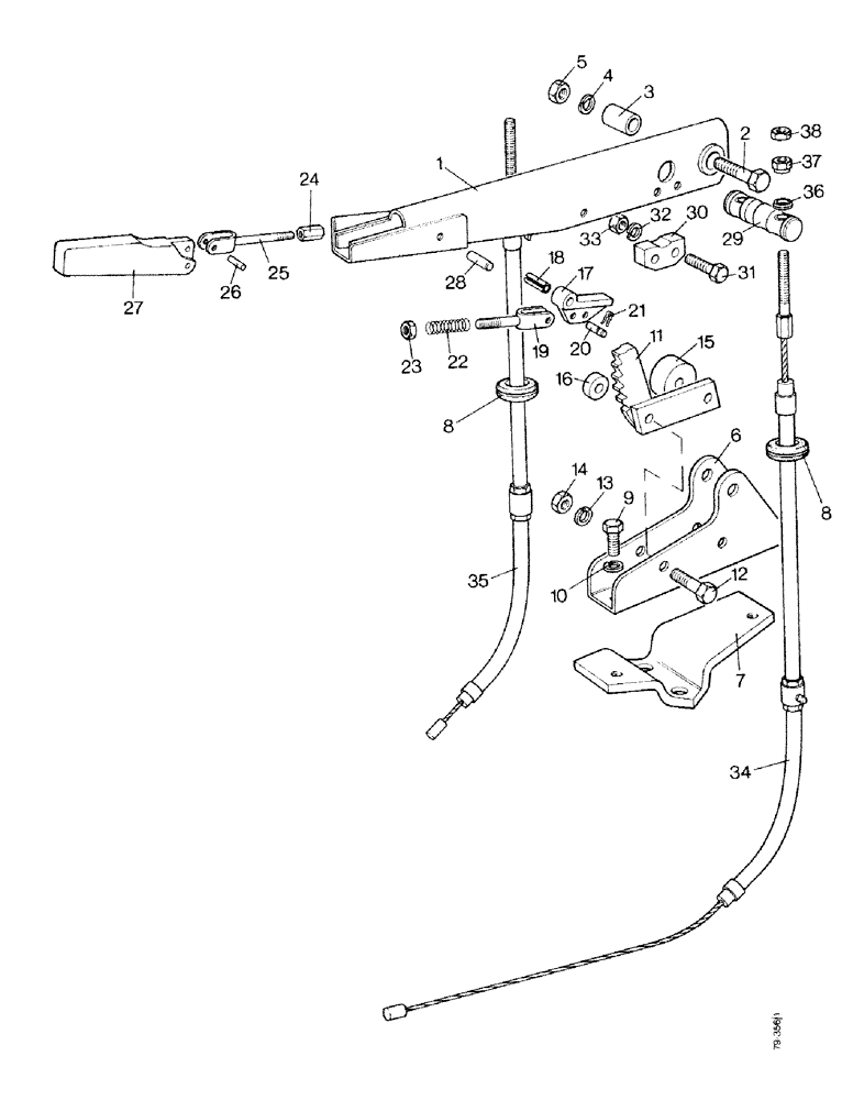 Схема запчастей Case IH 1490 - (J03-1) - HAND BRAKE LEVER, LOW PROFILE, HIGH PLATFORM, CAB MODEL (5.1) - BRAKES