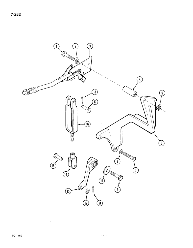 Схема запчастей Case IH 385 - (7-262) - PARK LOCK LINKAGE, HEAVY DUTY, MFD TRACTORS P.I.N. 18001 AND AFTER (07) - BRAKES