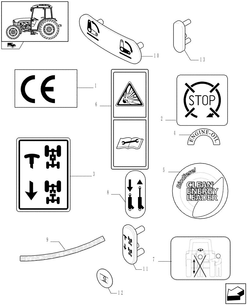 Схема запчастей Case IH FARMALL 75C - (1.98.0[02]) - DECALS (13) - DECALS