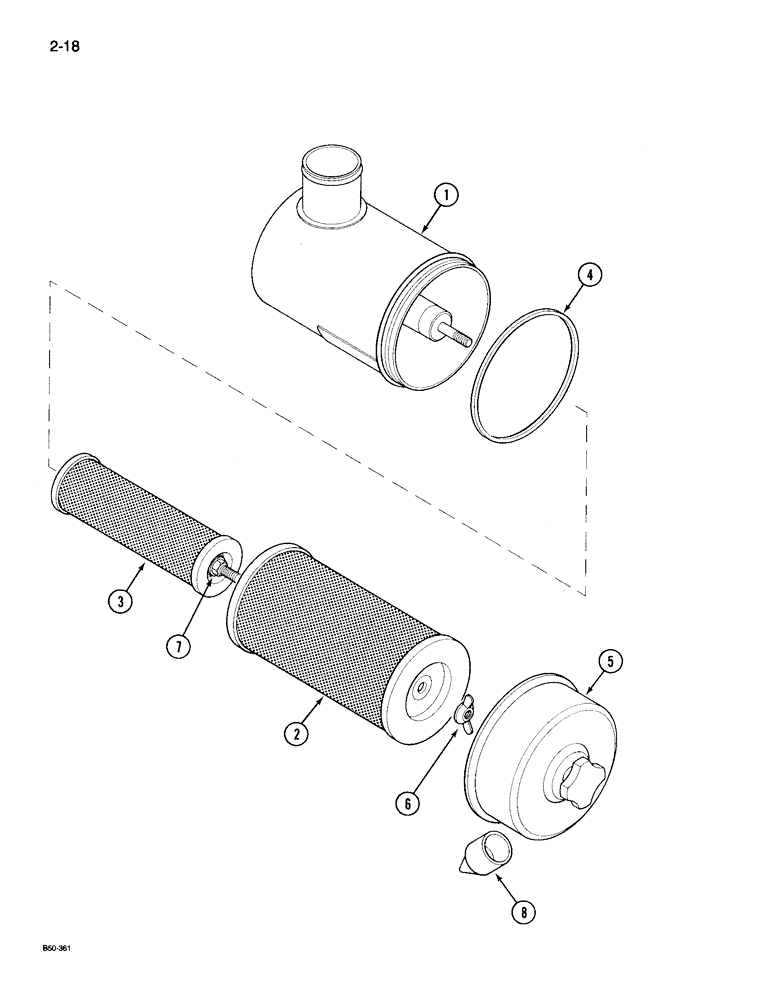 Схема запчастей Case IH 495 - (2-018) - AIR CLEANER, COOPERS, WITH SAFETY ELEMENT (02) - ENGINE