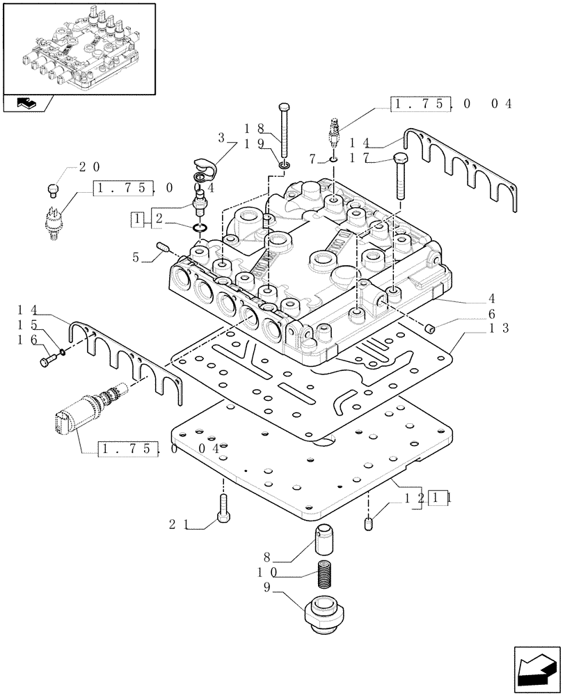 Схема запчастей Case IH PUMA 180 - (1.32.2[01]) - TRANSMISSION TOP COVER CONTROL VALVE (03) - TRANSMISSION