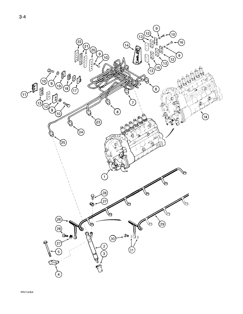 Схема запчастей Case IH 7140 - (3-004) - FUEL INJECTION SYSTEM, 6TA-830 ENGINE, J915686 PUMP ASSEMBLY (03) - FUEL SYSTEM