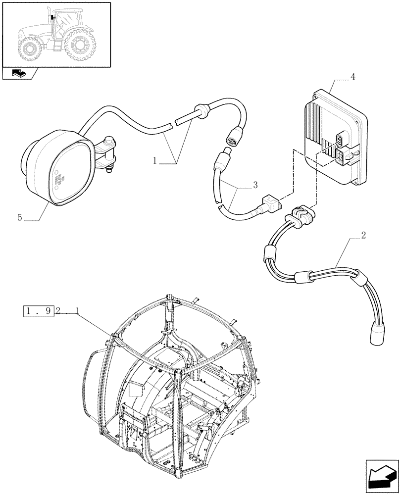 Схема запчастей Case IH PUMA 180 - (1.75.7/07) - (VAR.269) GRABRAIL MOUNTED HID XENON WORKLIGHTS (06) - ELECTRICAL SYSTEMS