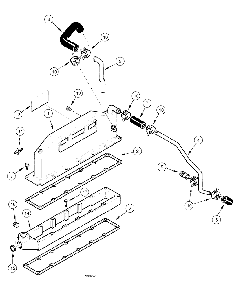 Схема запчастей Case IH SPX3185 - (03-014) - ENGINE - AFTERCOOLER (01) - ENGINE