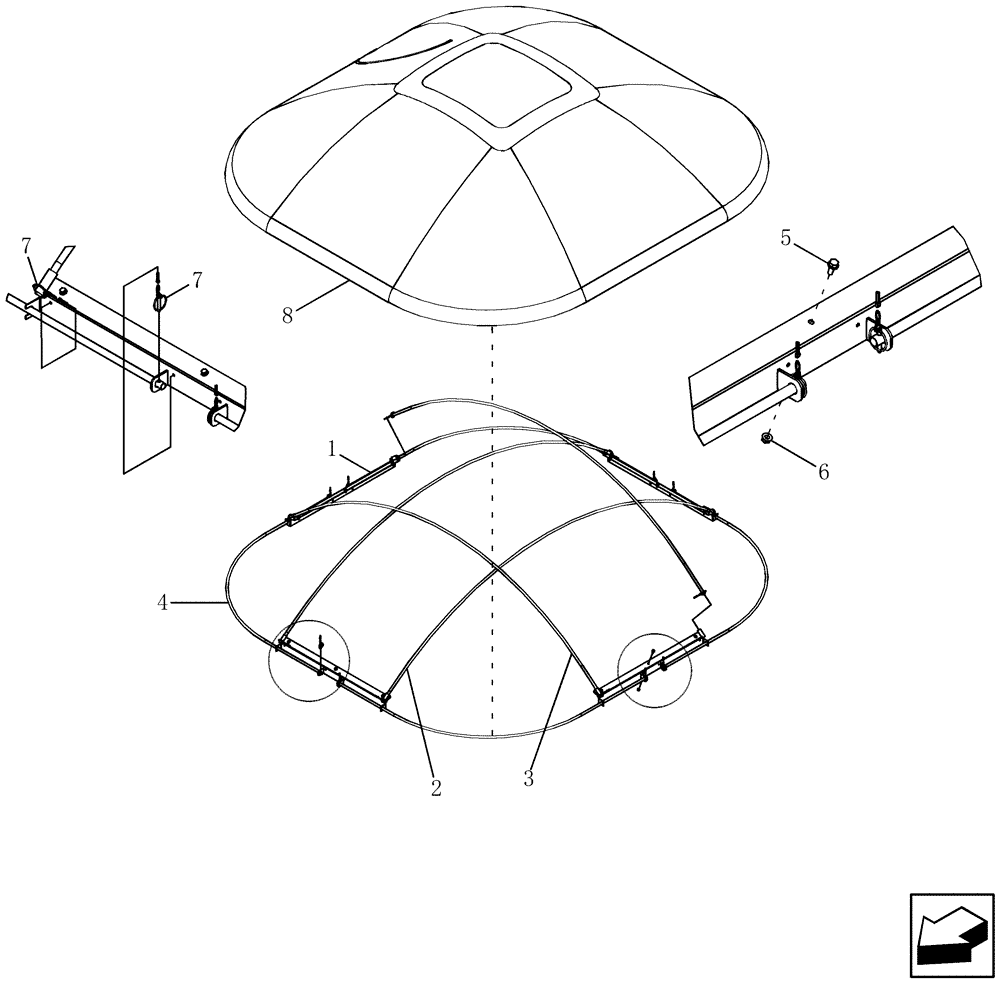 Схема запчастей Case IH 7120 - (80.154.06) - DIA KIT CANVAS ASSY, GRAINTANK EXT. AFX8120, AFX9120 (80) - CROP STORAGE/UNLOADING