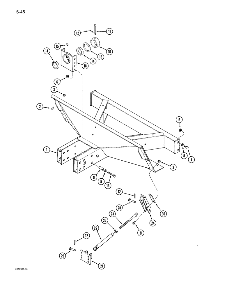 Схема запчастей Case IH 1640 - (5-46) - STEERING AXLE SUPPORT, POWER GUIDE AXLE (04) - STEERING