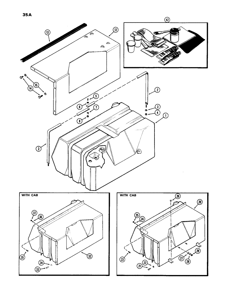 Схема запчастей Case IH 1170 - (035A) - FUEL TANK SUPPORTS AND COVERS, (451B) DIESEL ENGINE (03) - FUEL SYSTEM