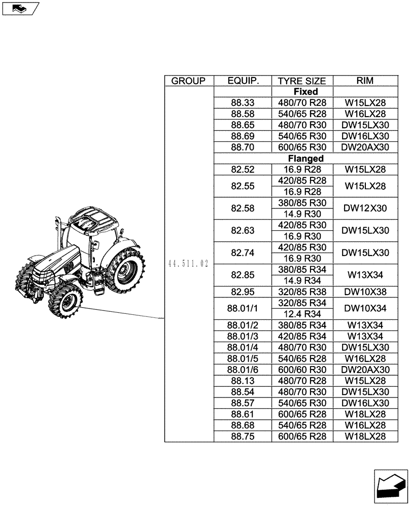 Схема запчастей Case IH PUMA 230 - (44.000.00[01]) - PICTORIAL INDEX - AXLE AND WHEELS (44) - WHEELS