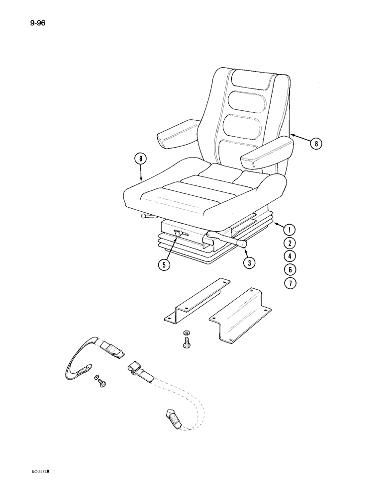 Схема запчастей Case IH 895 - (9-096) - SUSPENSION SEAT, WITH CAB, BOSTROM (09) - CHASSIS/ATTACHMENTS