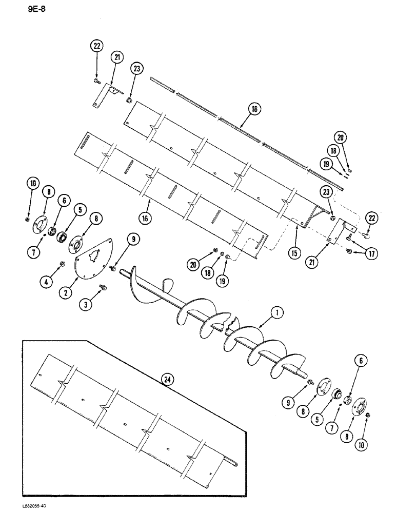 Схема запчастей Case IH 1640 - (9E-08) - BOTTOM AUGERS, GRAIN TANK (17) - GRAIN TANK & UNLOADER