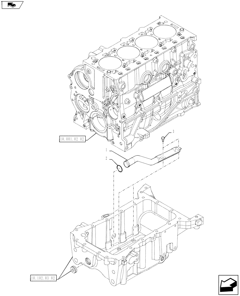 Схема запчастей Case IH FARMALL 75A - (10.304.01[04]) - OIL PUMP SUCTION TUBE (10) - ENGINE