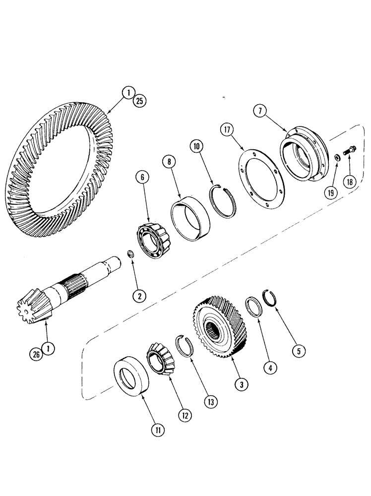 Схема запчастей Case IH MX230 - (06-26) - TRANSMISSION - PINION SHAFT AND GEARS (06) - POWER TRAIN