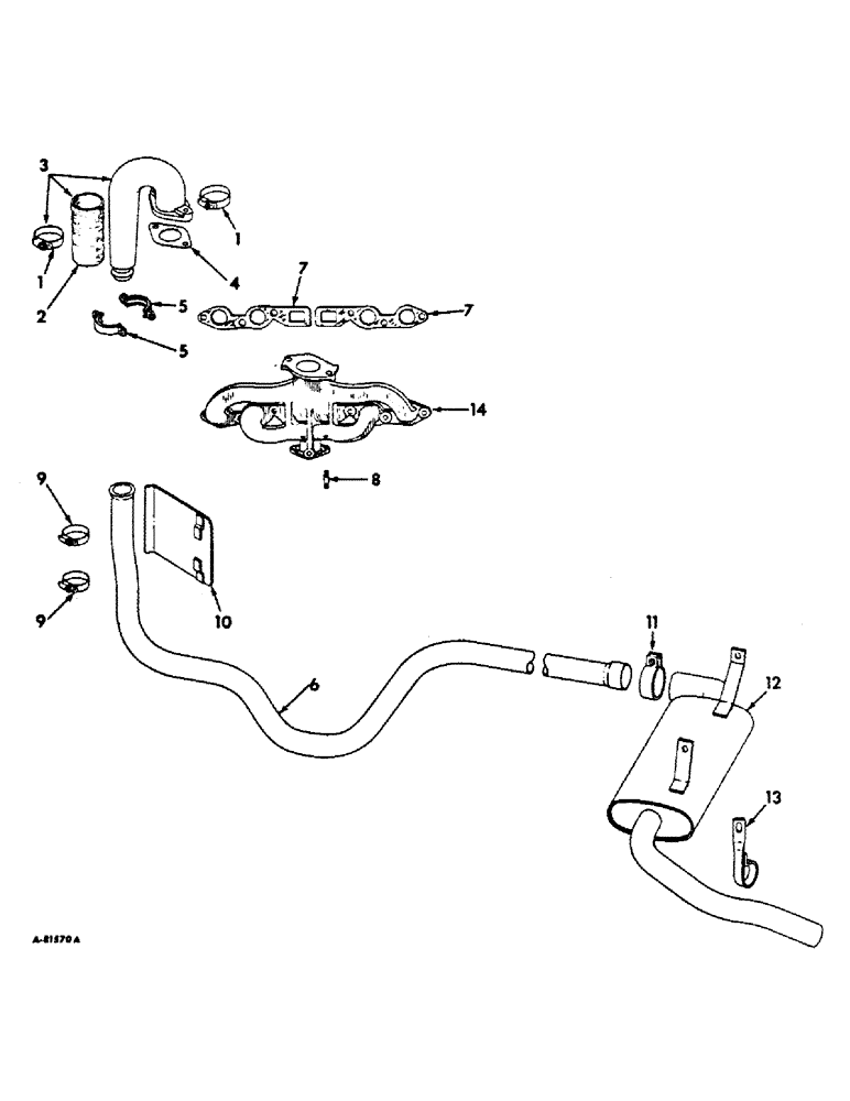 Схема запчастей Case IH C-153 - (E-39) - EXHAUST SYSTEM, 444, 2444 AND 2444 LO-BOY TRACTORS, TRACTORS W/UNDERSLUNG EXHAUST 