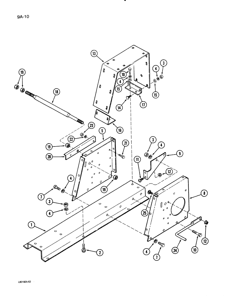 Схема запчастей Case IH 1620 - (9A-10) - SEPARATOR JACKSHAFT SUPPORT (13) - FEEDER