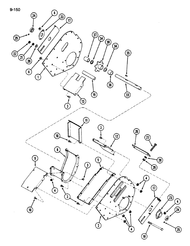 Схема запчастей Case IH 1620 - (9-150) - TAILINGS ELEVATOR HEAD (16) - GRAIN ELEVATORS & AUGERS