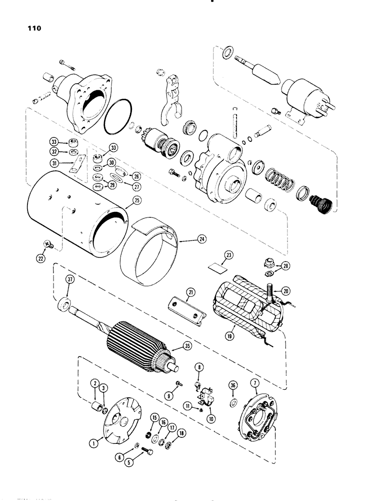 Схема запчастей Case IH 1270 - (110) - STARTER ASSEMBLY, WITH BENDIX DRIVE ASSEMBLY, DELCO-REMY NUMBER 1113478 (04) - ELECTRICAL SYSTEMS