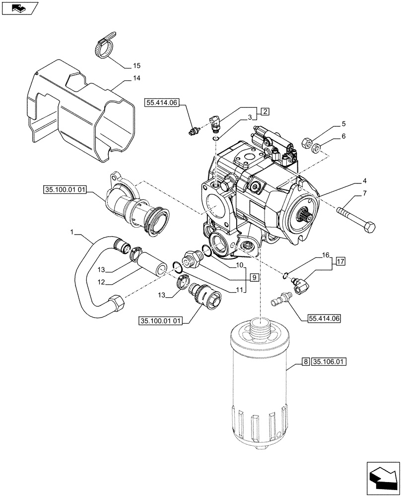 Схема запчастей Case IH PUMA 230 - (35.100.01[03]) - HYDRAULIC PUMP - CHARGE PUMP (VAR.729004 / 743616) (35) - HYDRAULIC SYSTEMS