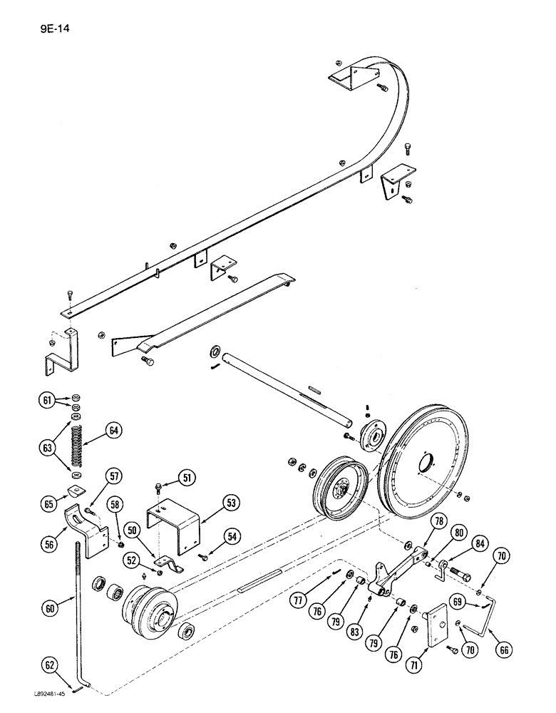 Схема запчастей Case IH 1680 - (9E-14) - GRAIN TANK UNLOADER BELT DRIVE, PRIOR TO P.I.N. JJC0115352 (CONTD) (17) - GRAIN TANK & UNLOADER