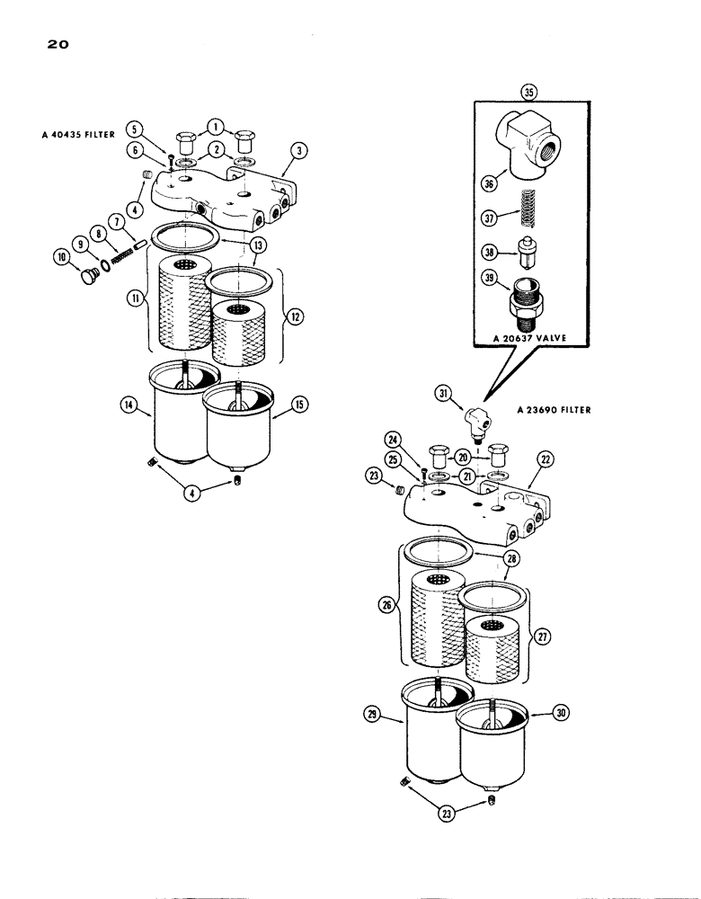 Схема запчастей Case IH 1200 - (020) - FUEL FILTER, (451) DIESEL ENGINE, FIRST USED ENGINE SERIAL NUMBER 2090853 (02) - ENGINE