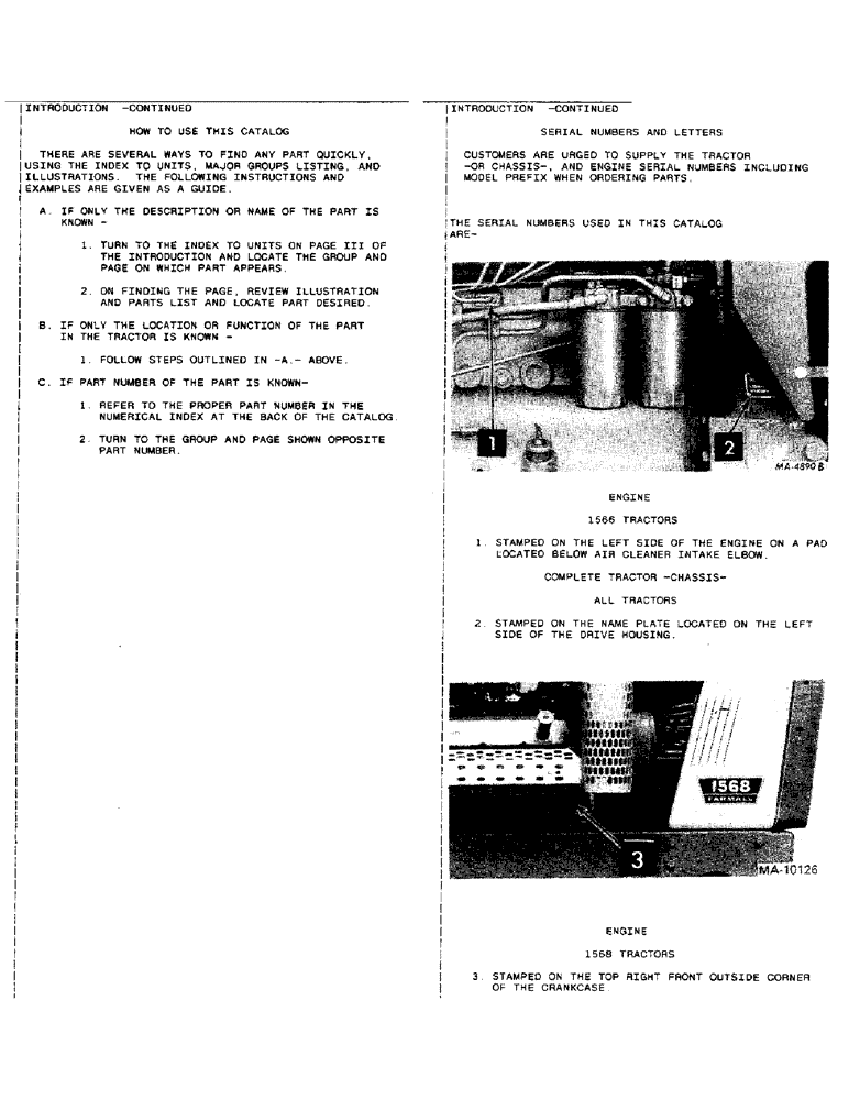 Схема запчастей Case IH 1566 - (00-05) - INTRODUCTION - SERIAL NUMBER LOCATIONS (00) - GENERAL