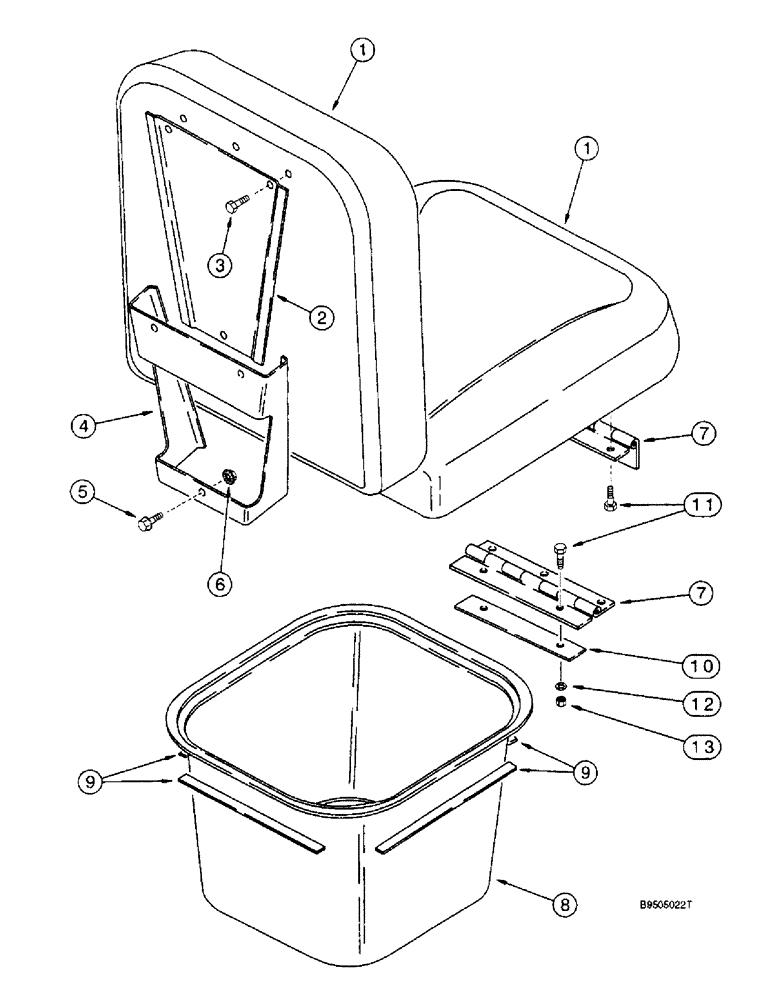 Схема запчастей Case IH 2166 - (9G-18) - BUDDY SEAT AND STORAGE TRAY (10) - CAB & AIR CONDITIONING