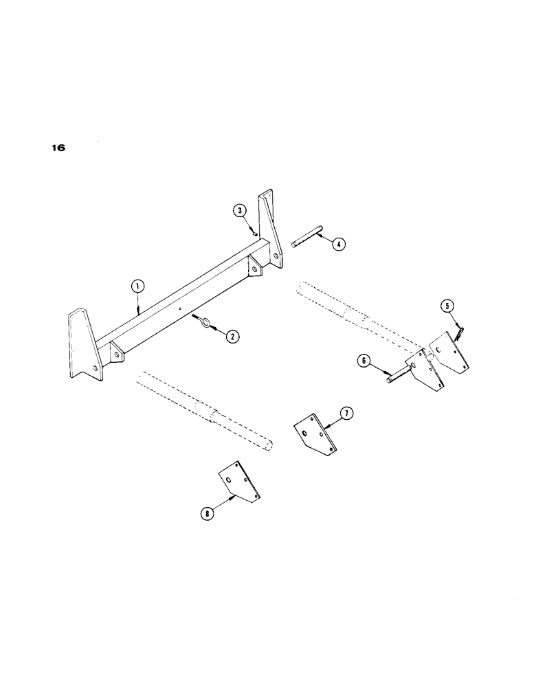 Схема запчастей Case IH 402 - (16) - RAM SUPPORT AND LIFT BRACKETS, 1060 - 2 AND 3 ROW (58) - ATTACHMENTS/HEADERS