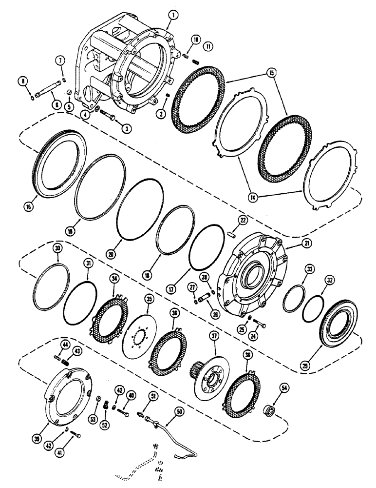 Схема запчастей Case IH 2390 - (6-184) - CLUTCH, (C1) AND (C4) CLUTCHES (06) - POWER TRAIN