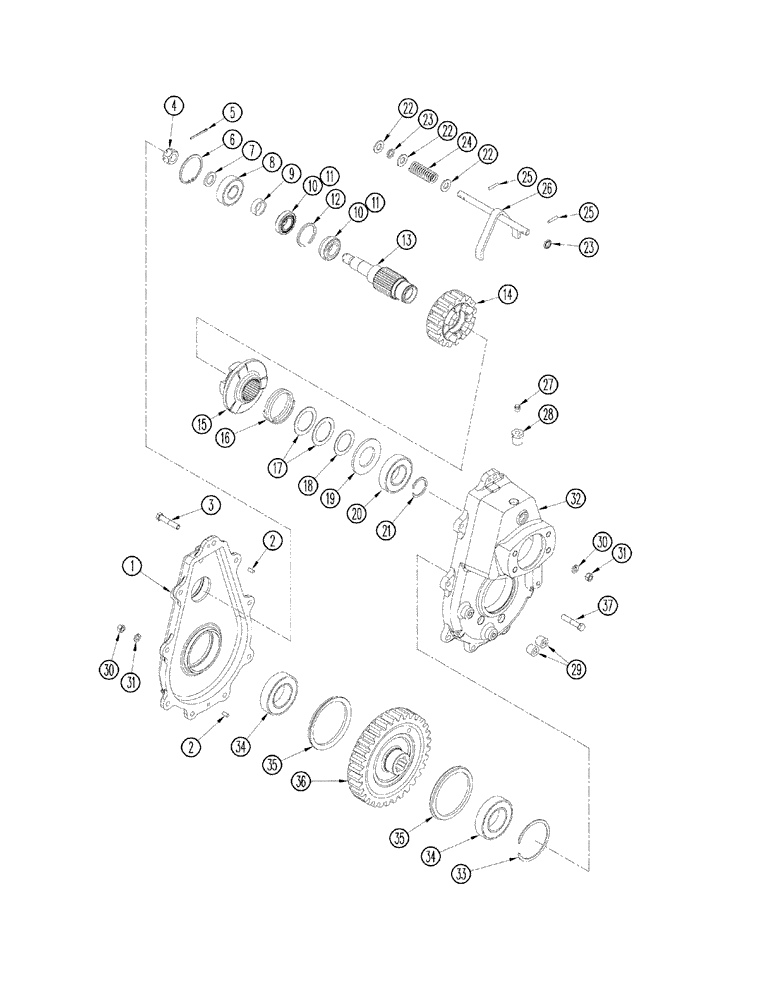 Схема запчастей Case IH 2344 - (09A-29) - GEARBOX - FEEDER REVERSER JJC0174400 - (13) - FEEDER