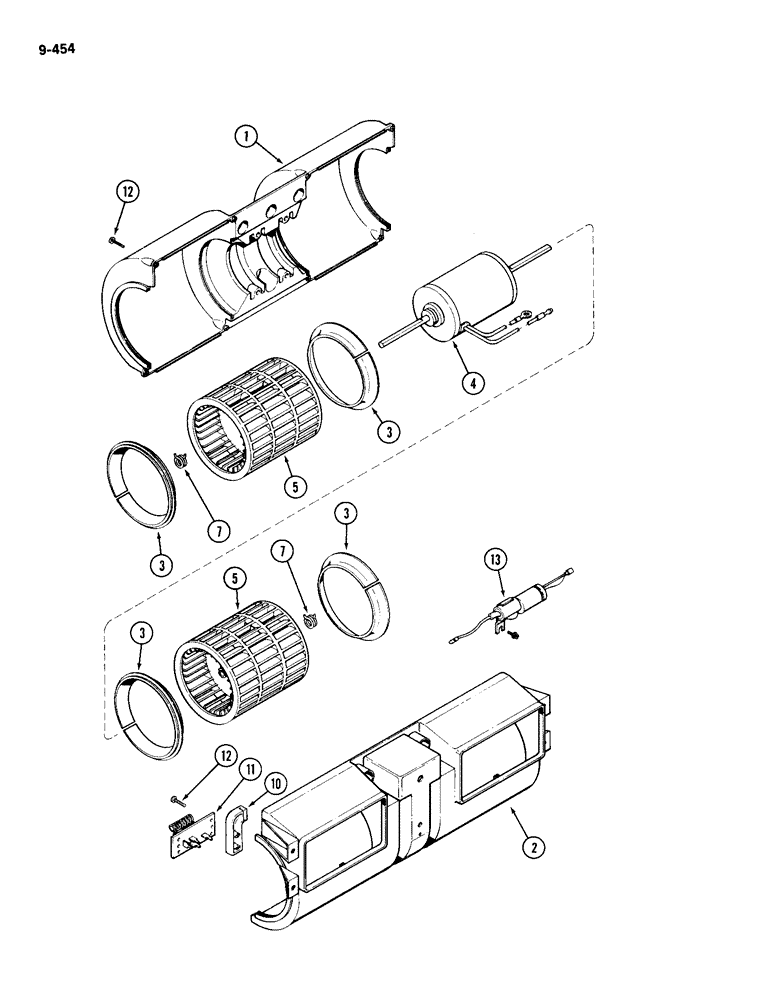 Схема запчастей Case IH 2094 - (9-454) - CAB, BLOWER ASSEMBLY (09) - CHASSIS/ATTACHMENTS