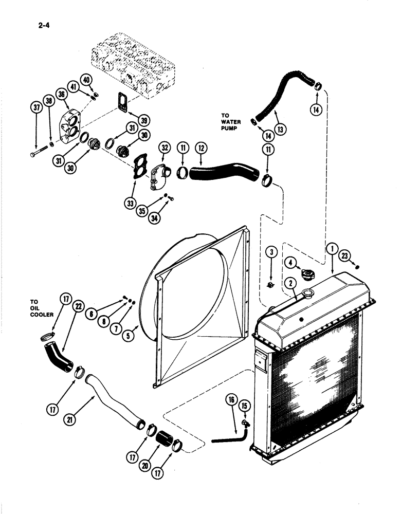 Схема запчастей Case IH 4894 - (2-04) - RADIATOR AND HOSES, 674 CUBIC INCH DIESEL ENGINE (02) - ENGINE