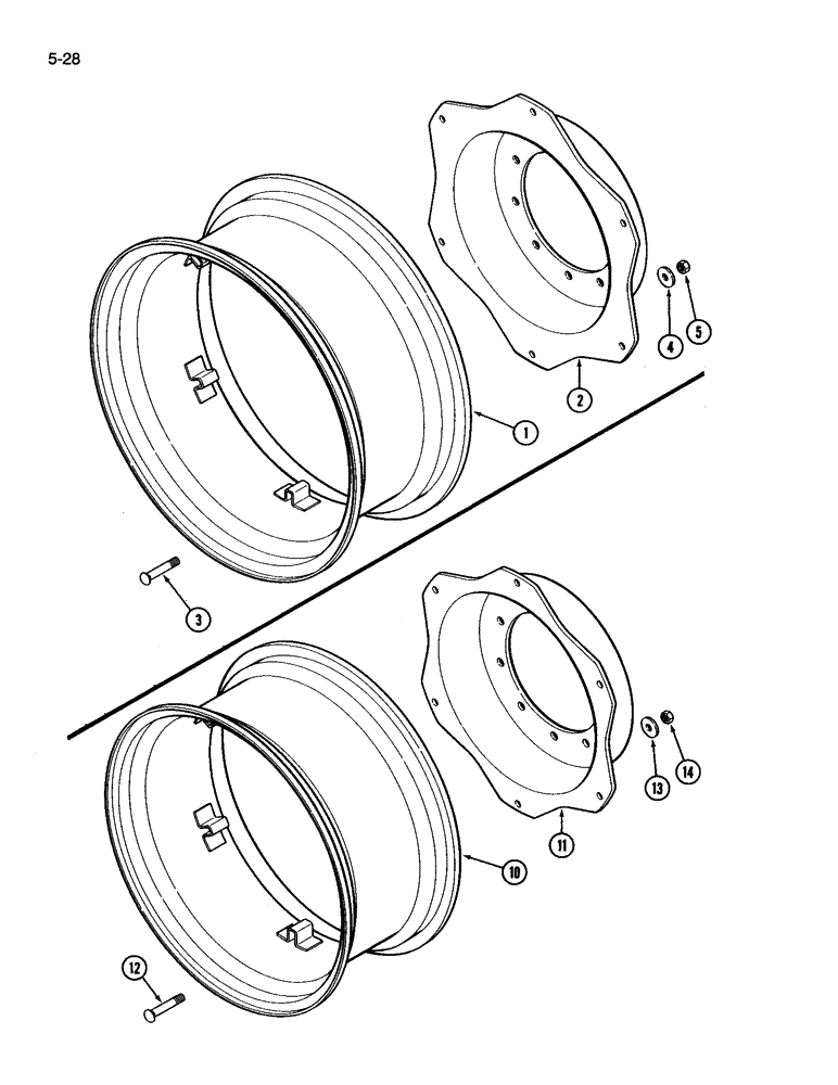 Схема запчастей Case IH 3394 - (5-28) - FRONT WHEELS, 6 BOLT (05) - STEERING