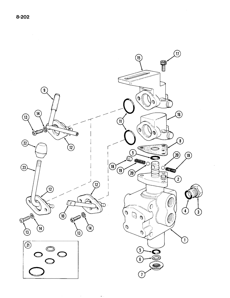 Схема запчастей Case IH 1194 - (8-202) - THREE-WAY VALVE ASSEMBLY, (NOT NORTH AMERICA) (08) - HYDRAULICS