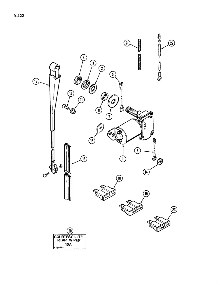 Схема запчастей Case IH 4994 - (9-422) - REAR WINDOW WIPER (09) - CHASSIS/ATTACHMENTS