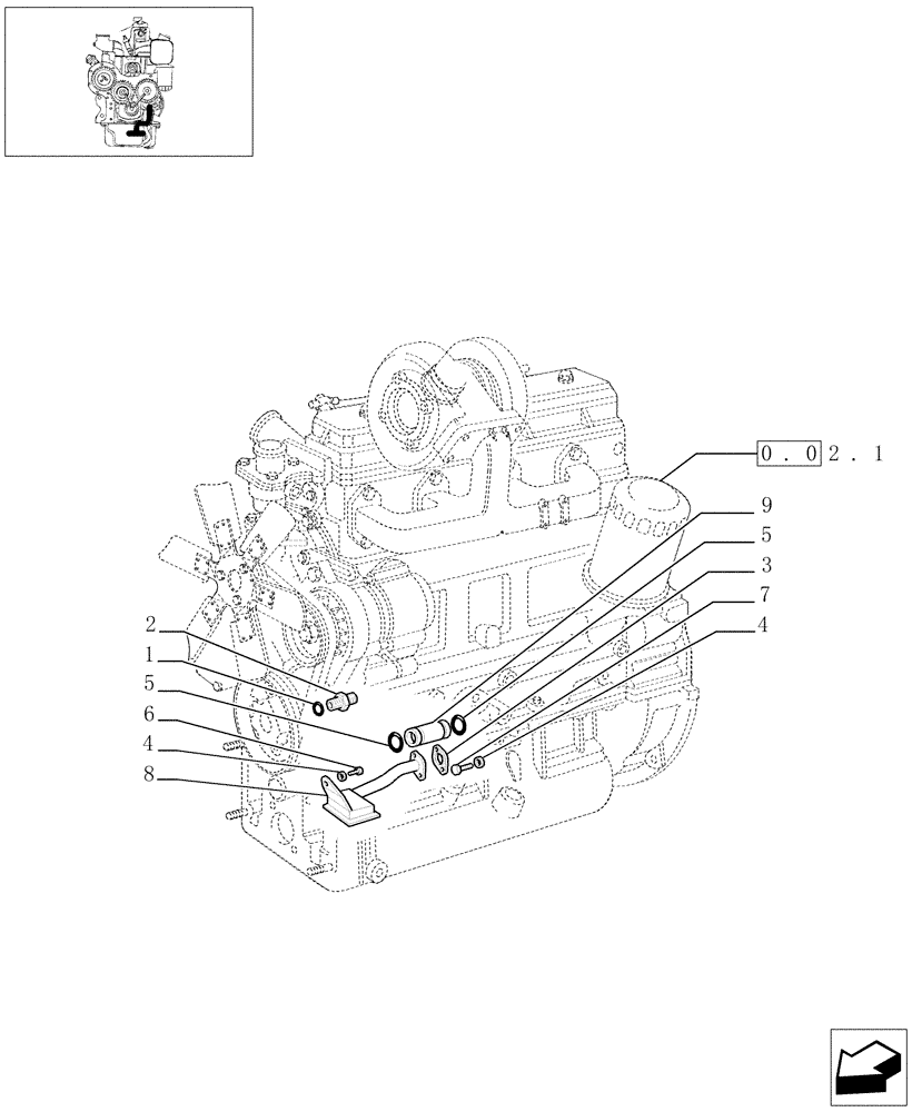 Схема запчастей Case IH JX1095N - (0.30.5) - PIPING ENGINE OIL (01) - ENGINE