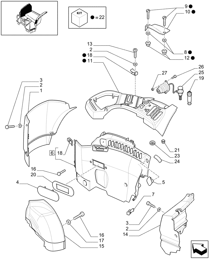 Схема запчастей Case IH MAXXUM 110 - (1.93.0[01A]) - CONTROLS COVER - L/CAB - D5684 (10) - OPERATORS PLATFORM/CAB