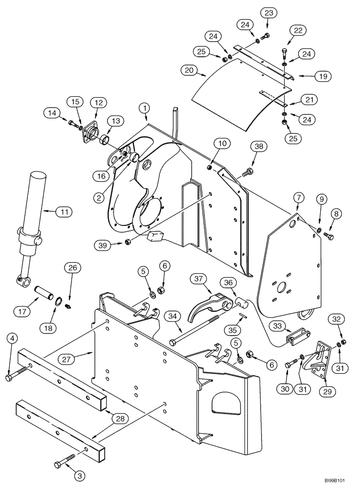 Схема запчастей Case IH 95XT - (09-45A) - TRENCHER FRAME - MOUNTING (NORTH AMERICA) (09) - CHASSIS