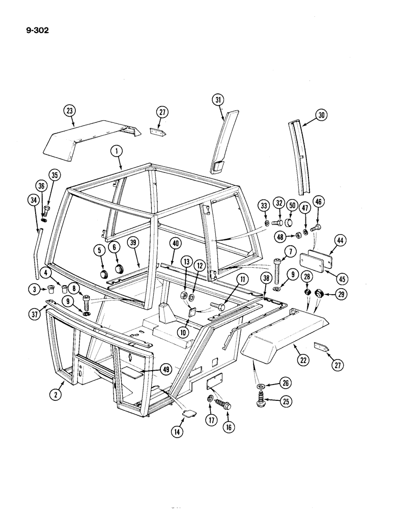 Схема запчастей Case IH 1194 - (9-302) - CAB FRAME AND FENDERS, TRACTORS WITH CAB (09) - CHASSIS/ATTACHMENTS