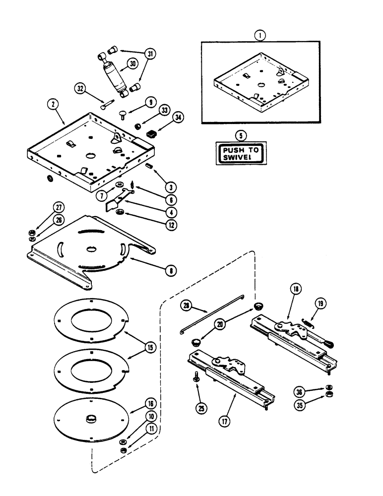 Схема запчастей Case IH 4690 - (9-372) - SWIVEL SEAT ASSEMBLY, SWIVEL BASE AND MOUNTING (09) - CHASSIS/ATTACHMENTS