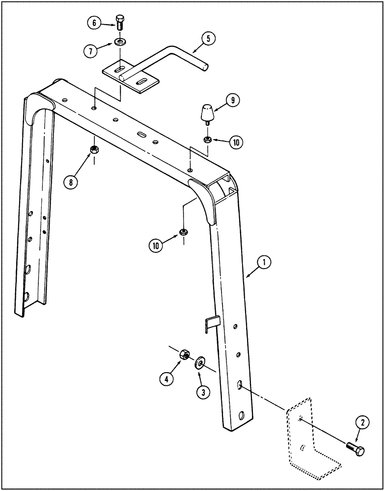 Схема запчастей Case IH 9260 - (9-027A) - HOOD SUPPORT, HOOD SUPPORT BRACKET, SHOWN IN PHANTOM, WELDED TO FRAME (09) - CHASSIS/ATTACHMENTS