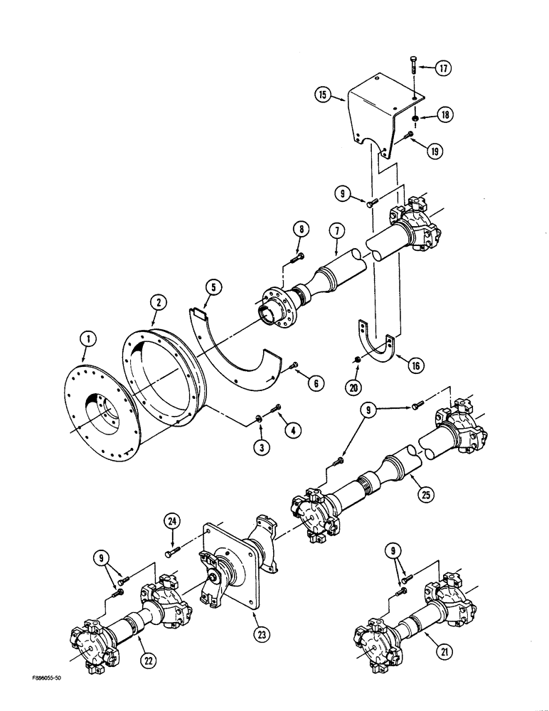 Схема запчастей Case IH STEIGER - (6-52) - DRIVESHAFT MOUNTING (06) - POWER TRAIN