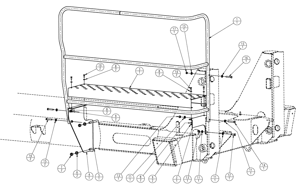 Схема запчастей Case IH 3230 - (90.118.03) - REAR WALKWAY (90) - PLATFORM, CAB, BODYWORK AND DECALS