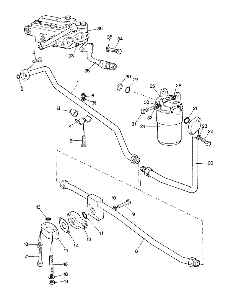 Схема запчастей Case IH 1690 - (K05-1) - PIPES FOR REAR SECTION OF TANDEM PUMP, POWER SHIFT, SYNCHROMESH (07) - HYDRAULICS