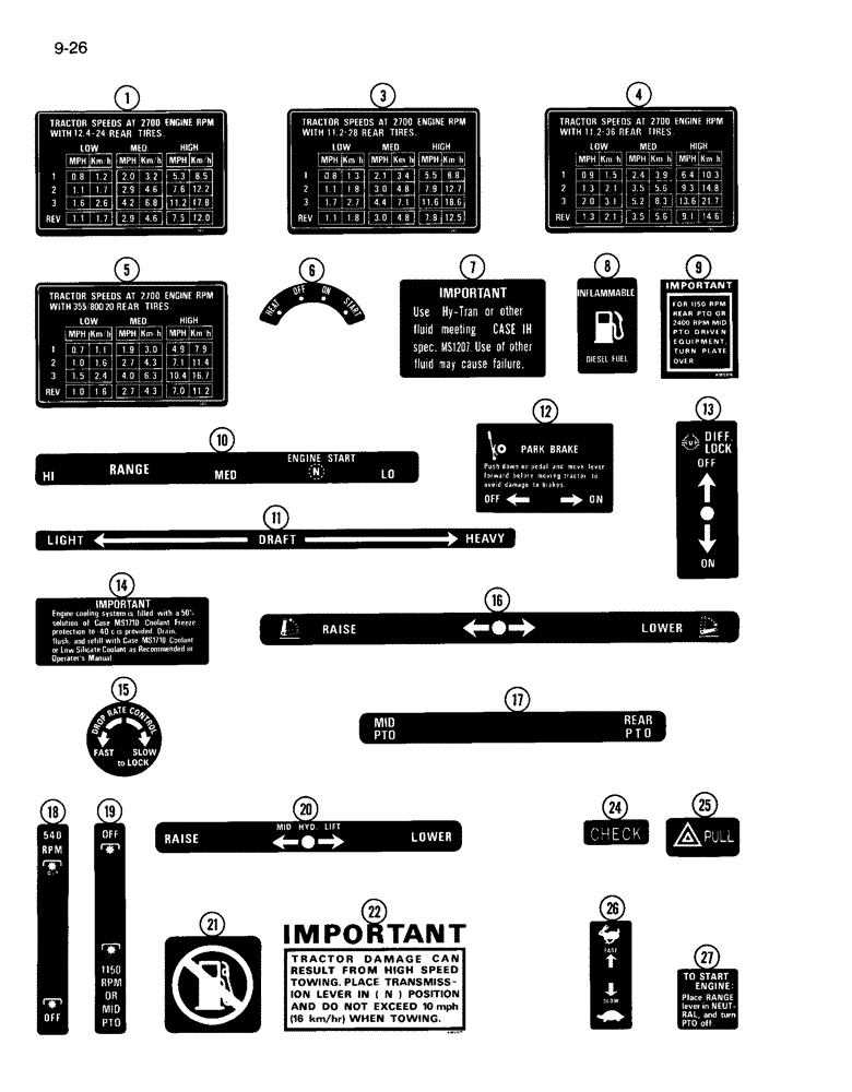 Схема запчастей Case IH 265 - (9-26) - DECALS (09) - CHASSIS/ATTACHMENTS