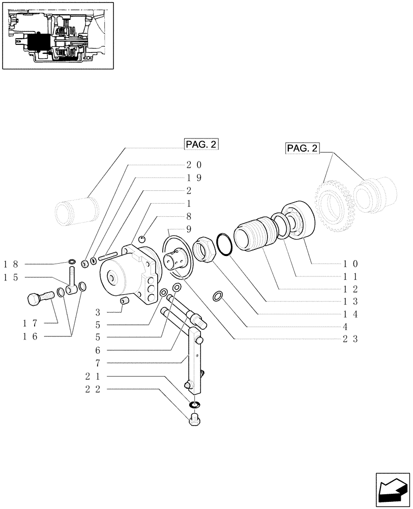 Схема запчастей Case IH JX1070U - (1.27.3/03[01]) - (VAR.748) 24+12 40KM/H, HI-LO SYNCHRONIZED REVERSER, HYDRAULIC P.T.O., MANIFOLD AND PIPES (03) - TRANSMISSION