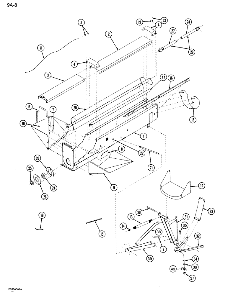 Схема запчастей Case IH 1250 - (9A-008) - AUGER MECHANICAL SWING DRAG FEEDER, 1250 MACHINES, P.I.N. 2941 THRU 7000 (09) - CHASSIS ATTACHMENTS