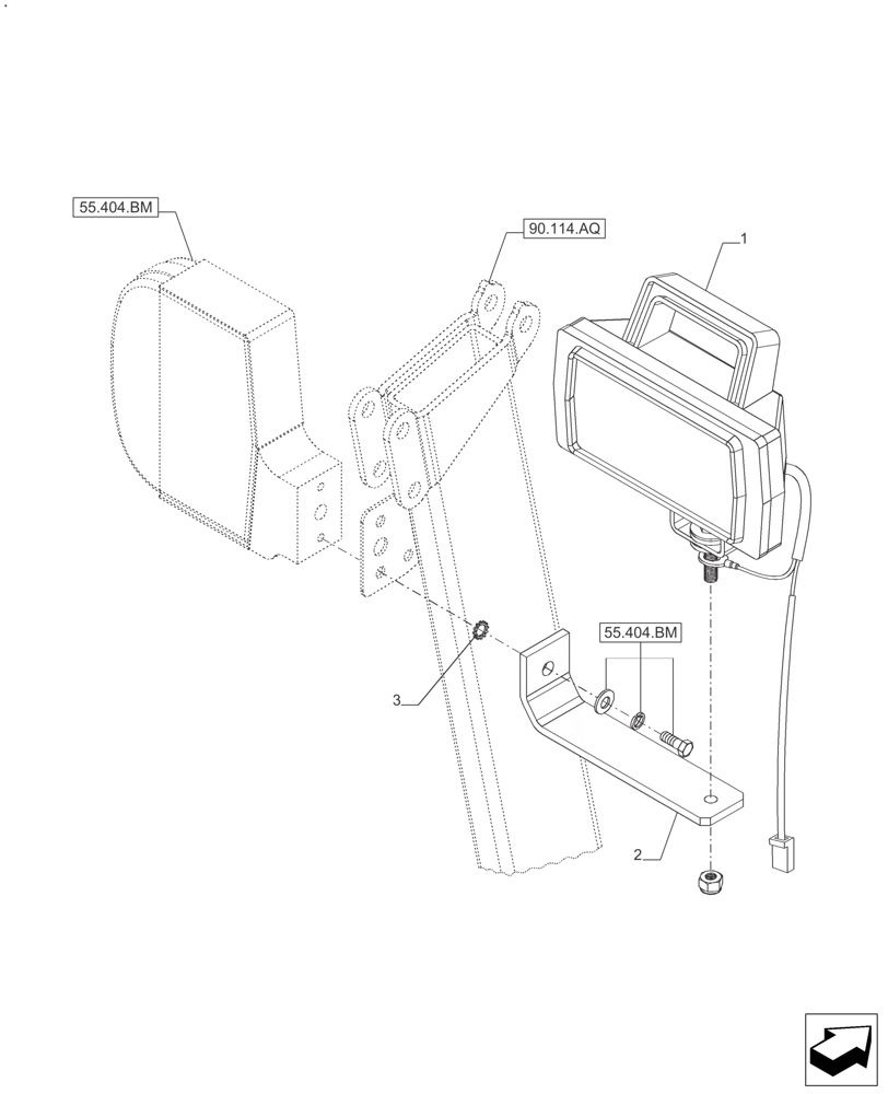 Схема запчастей Case IH FARMALL 120A - (55.404.BS[01]) - WORK LIGHT (55) - ELECTRICAL SYSTEMS